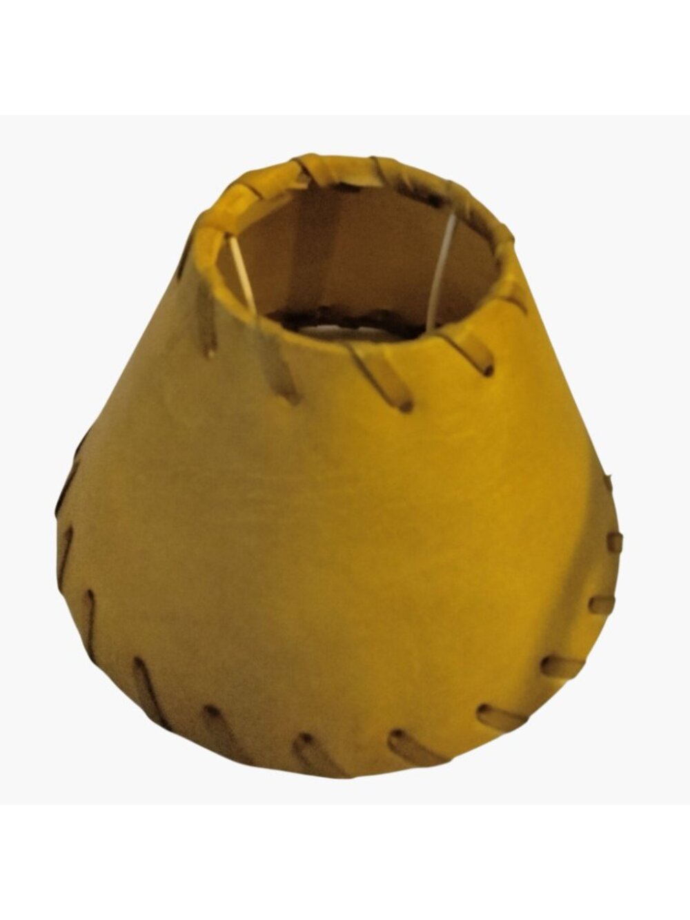 Faux Leather Lamp Shade Whip Stitched Western Ranch Lodge Cabin Small 7X5 inch - Picture 3 of 8